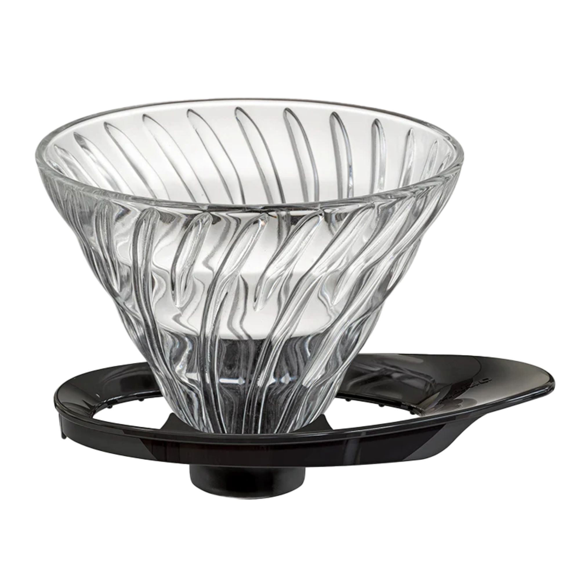 glas, koffiefilterhouder, draaiend design, helder glas, vork mat glazenhouder