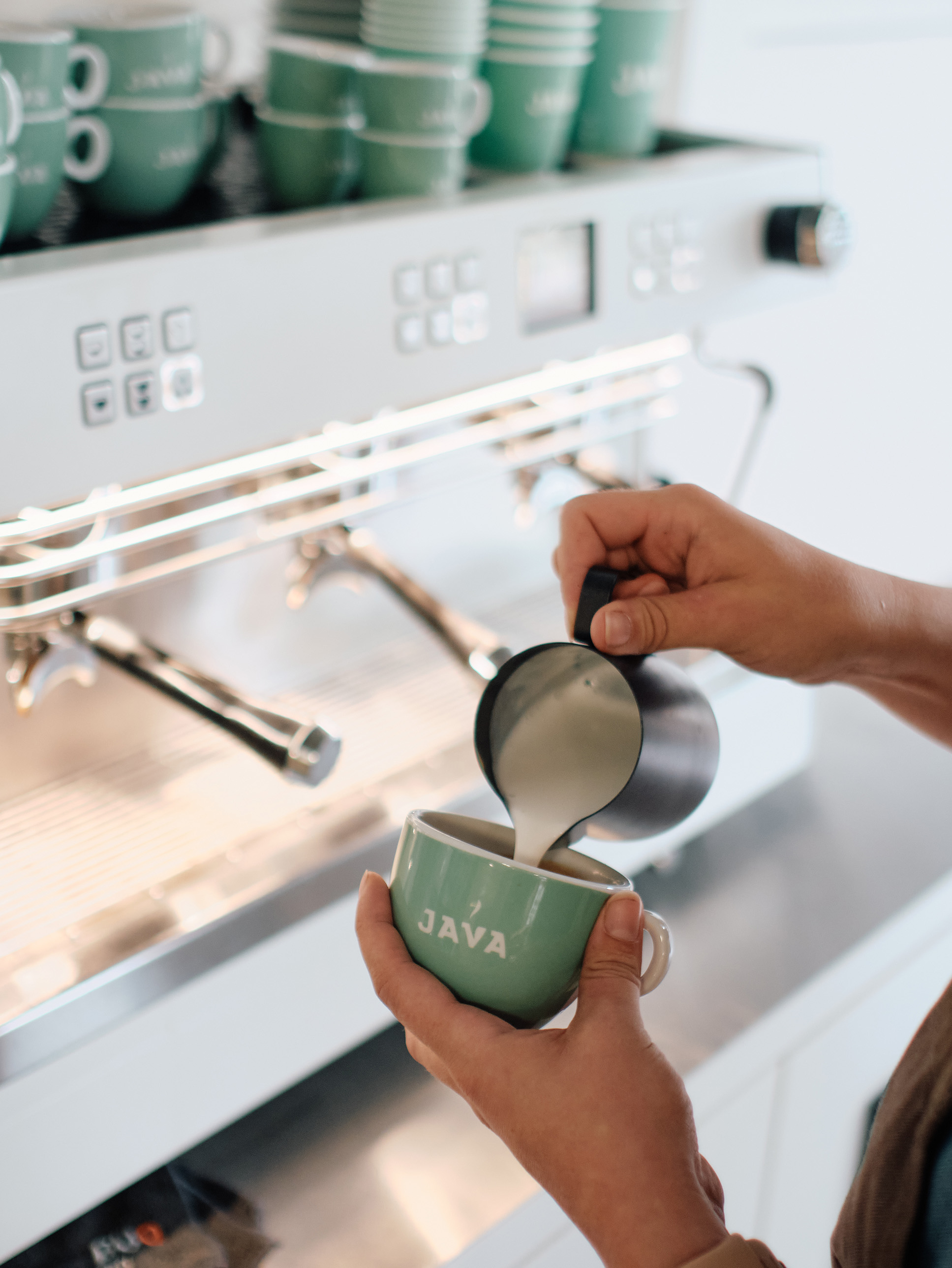 espresso, melk, kopje, koffie, barista