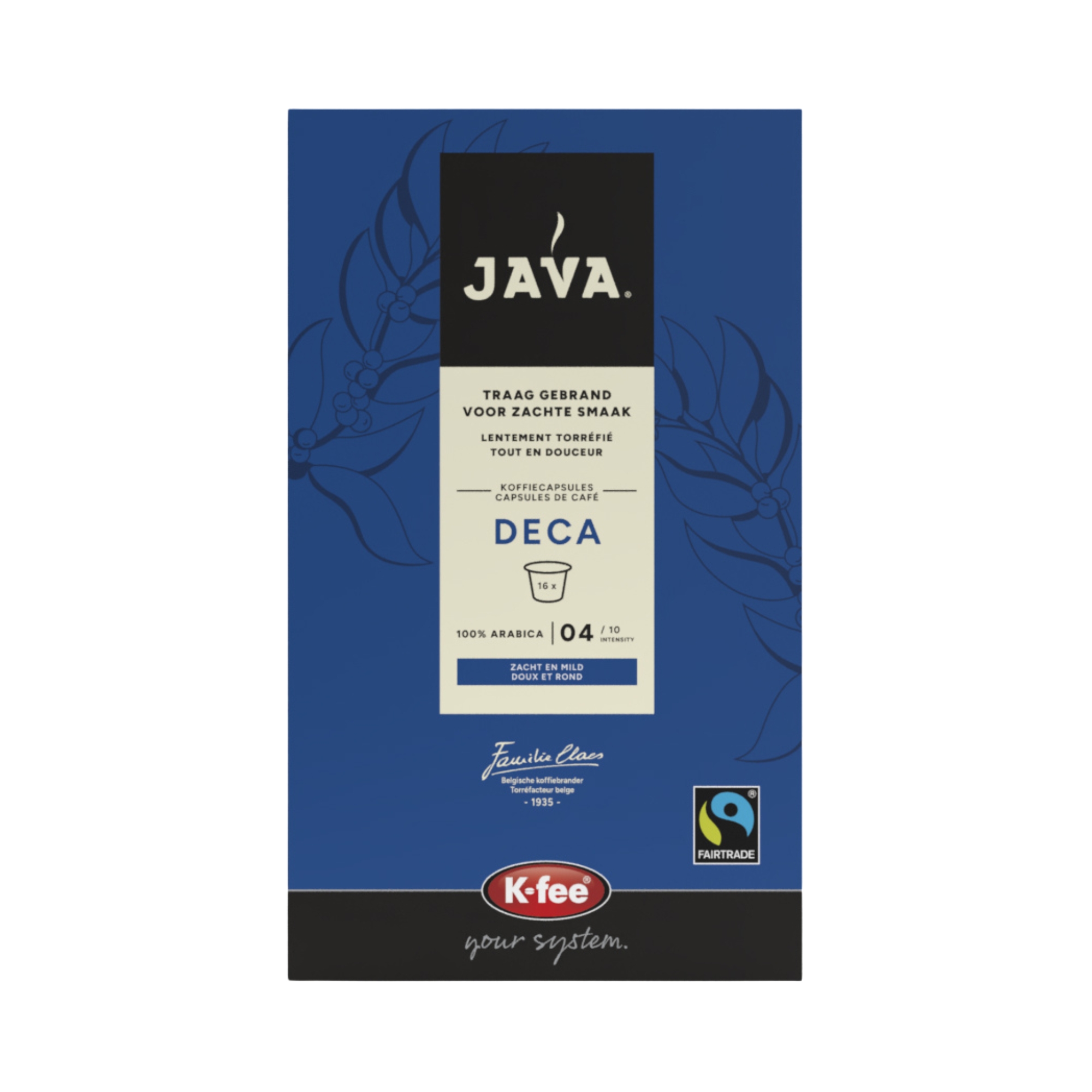 koffiebonen, espresso, blauw verpakt, decaf koffie, k-kaffee pakket