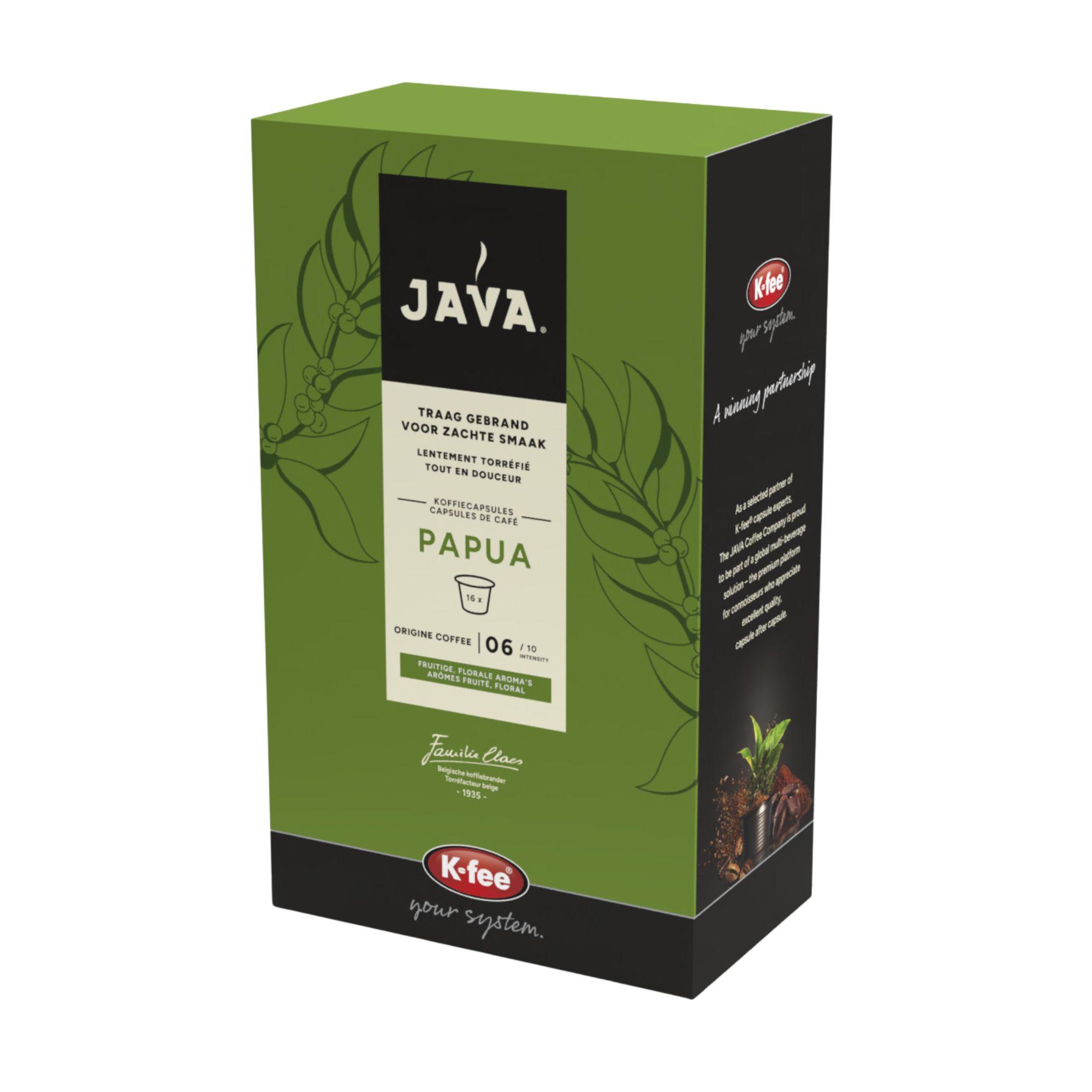 koffiecapsules, papua, Java, groene verpakking, originele blend