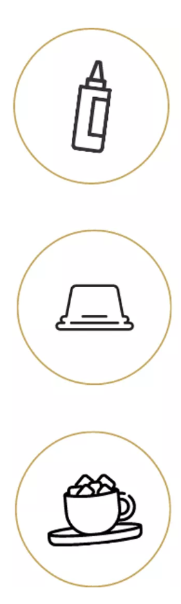 cosmetic glue, glue bottle, cup with sugar, cup, sugar cubes