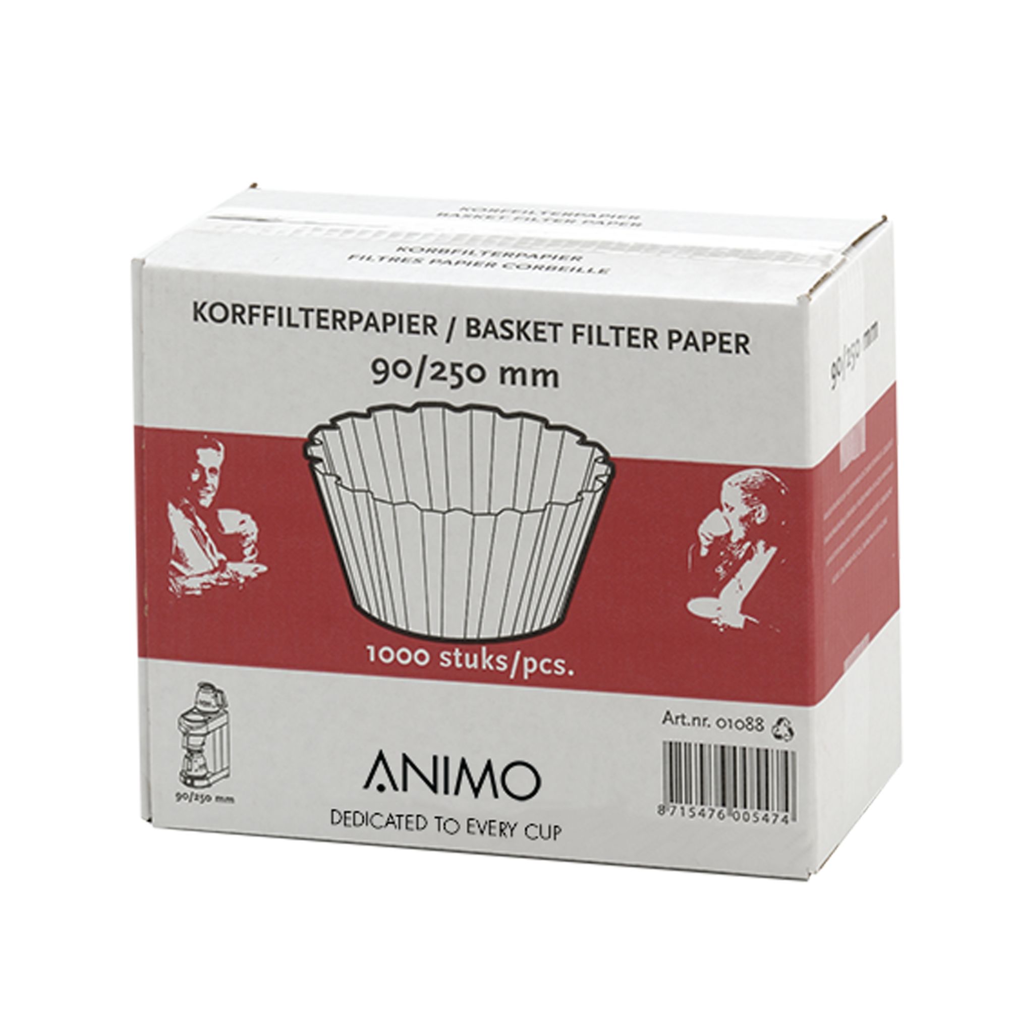 koffiefilter papier, basket filter papieren, 90/250 mm, 1000 stuks, ANIMO