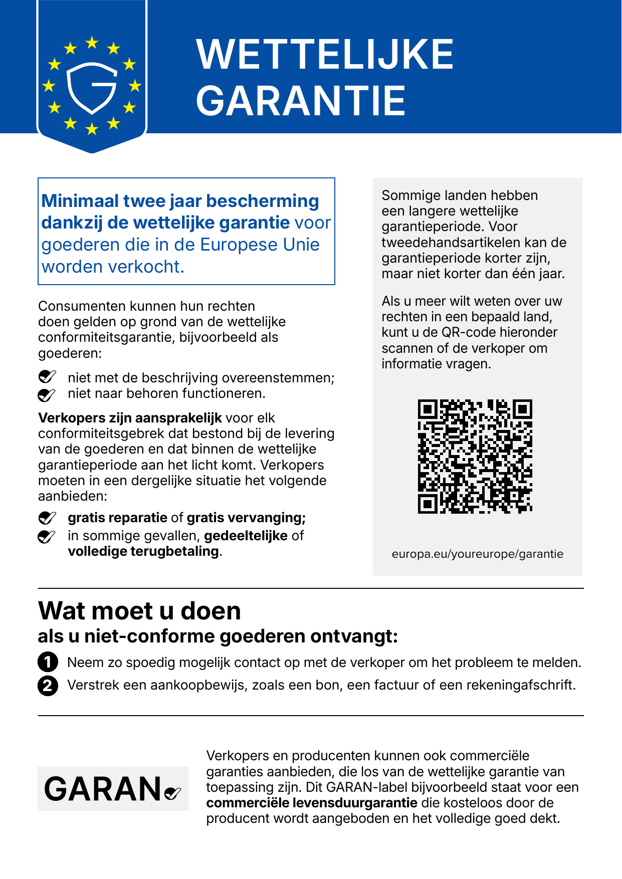 garantie, informational-poster, europa, QR-code, garanties
