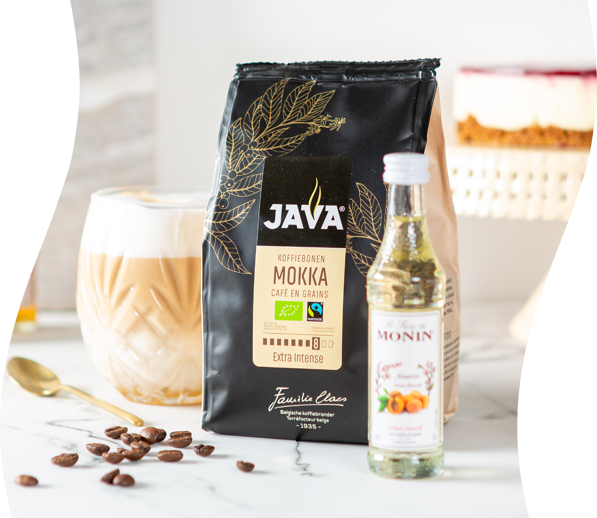 koffie, koffiebonen, mokka, cafe en grains, monin siroop